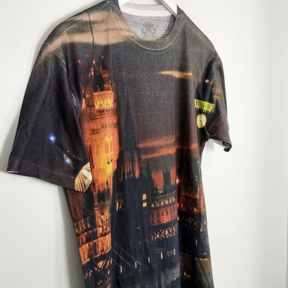 English Laundry London Bridge Big Ben Short Sleeve Gray Graphic T-Shirt Size L - Picture 2 of 6